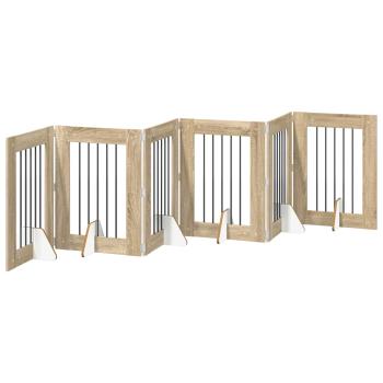 Klappbares Hundetor mit Ständern 6 stk. Sonoma-Eiche 362 cm