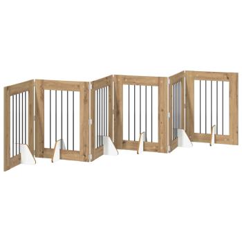 Klappbares Hundetor mit Ständern 6 stk. Artisan-Eiche 362 cm
