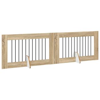 Klappbares Hundetor mit Ständern 2 stk. Sonoma-Eiche 200,5 cm
