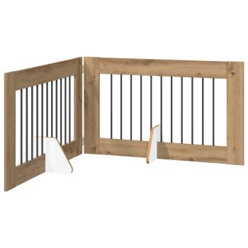 Klappbares Hundetor mit Ständern 2 stk. Artisan-Eiche 200,5 cm