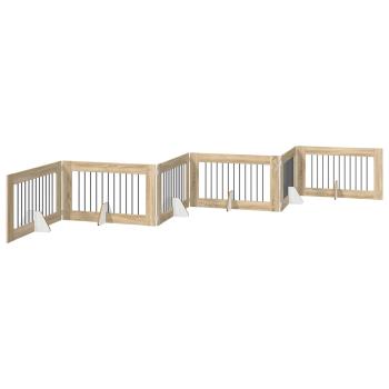 Klappbares Hundetor mit Ständern 6 stk. Sonoma-Eiche 602 cm
