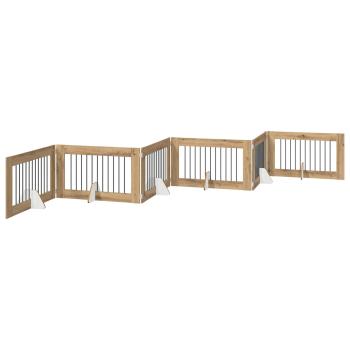 Klappbares Hundetor mit Ständern 6 stk. Artisan-Eiche 602 cm