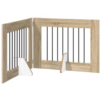 Klappbares Hundetor mit Ständern 2 stk. Sonoma-Eiche 160,5 cm