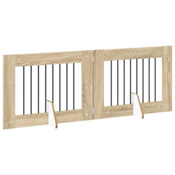 Klappbares Hundetor mit Ständern 2 stk. Sonoma-Eiche 160,5 cm