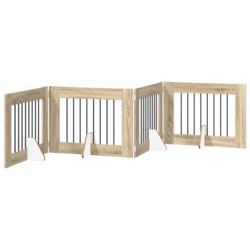 Klappbares Hundetor mit Ständern 4 stk. Sonoma-Eiche 321 cm