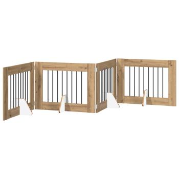 Klappbares Hundetor mit Ständern 4 stk. Artisan-Eiche 321 cm