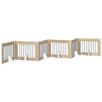 Klappbares Hundetor mit Ständern 6 stk. Sonoma-Eiche 482 cm