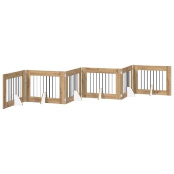 Klappbares Hundetor mit Ständern 6 stk. Artisan-Eiche 482 cm