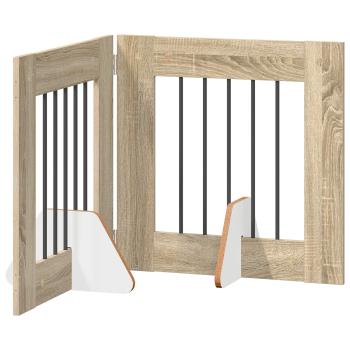 Klappbares Hundetor mit Ständern 2 stk. Sonoma-Eiche 120,5 cm