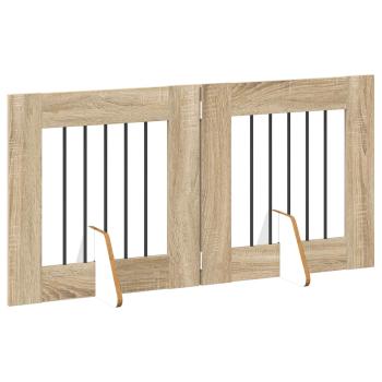 Klappbares Hundetor mit Ständern 2 stk. Sonoma-Eiche 120,5 cm