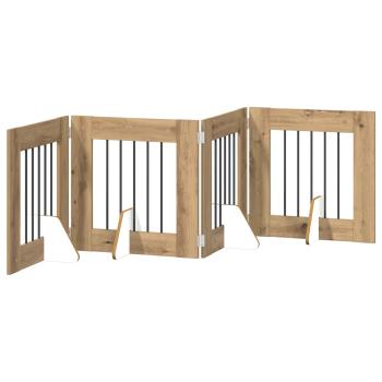 Klappbares Hundetor mit Ständern 4 stk. Artisan-Eiche 241 cm