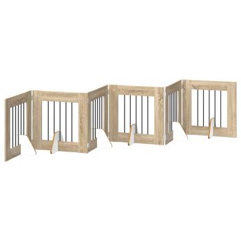 Klappbares Hundetor mit Ständern 6 stk. Sonoma-Eiche 362 cm