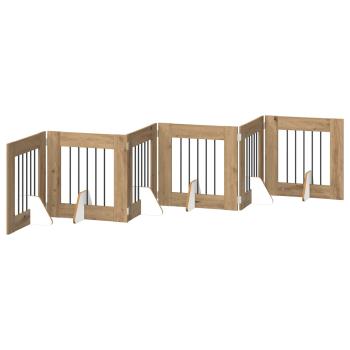 Klappbares Hundetor mit Ständern 6 stk. Artisan-Eiche 362 cm
