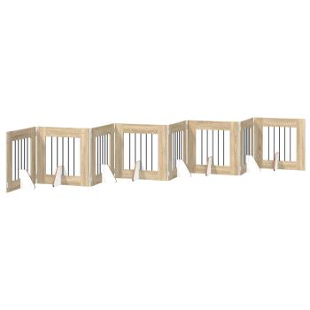 Klappbares Hundetor mit Ständern 8 stk. Sonoma-Eiche 60 cm