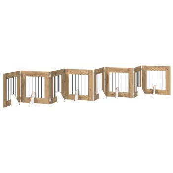 Klappbares Hundetor mit Ständern 8 stk. Artisan-Eiche 60 cm