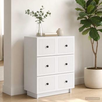 ARDEBO.de - Schubladenschrank Weiß 66 x 34,5 x 90 cm Holzwerkstoff
