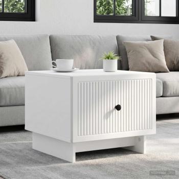 ARDEBO.de - Couchtisch mit Schubladen Weiß 49 x 50 x 40 cm Holzwerkstoff