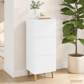 ARDEBO.de - Schubladenschrank Weiß 33 x 34,5 x 90 cm Holzwerkstoff