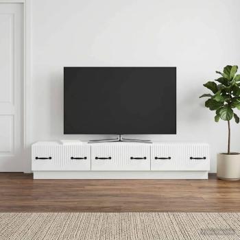 ARDEBO.de - TV-Schränk mit Schubladen Weiß 147 x 34,5 x 27 cm Holzwerkstoff