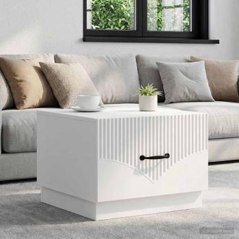 ARDEBO.de - Couchtisch mit Schubladen Weiß 49 x 50 x 37 cm Holzwerkstoff