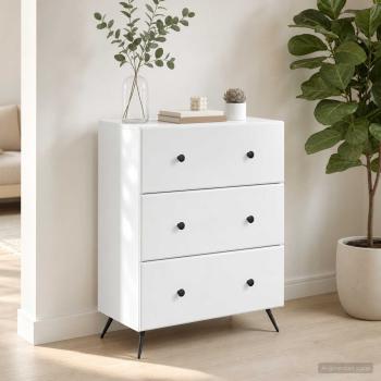 ARDEBO.de - Schubladenschrank Weiß 66 x 34,5 x 90 cm Holzwerkstoff