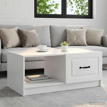 ARDEBO.de - Couchtisch Weiß 90 x 50 x 37 cm Holzwerkstoff