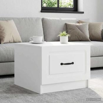 ARDEBO.de - Couchtisch mit Schubladen Weiß 49 x 50 x 37 cm Holzwerkstoff