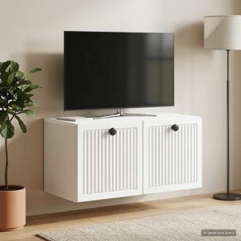 ARDEBO.de - Wandmontierter TV-Schrank Weiß 59,5 x 31 x 30 cm Holzwerkstoff