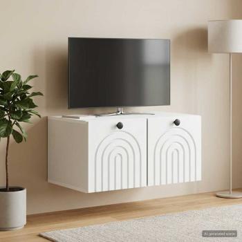 ARDEBO.de - Wandmontierter TV-Schrank Weiß 59,5 x 41 x 30 cm Holzwerkstoff