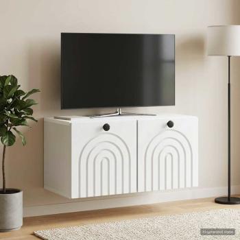 ARDEBO.de - Wandmontierter TV-Schrank Weiß 59,5 x 31 x 30 cm Holzwerkstoff
