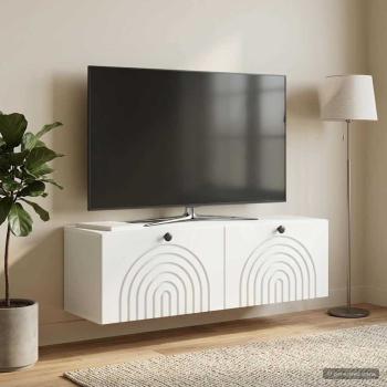 ARDEBO.de - Wandmontierter TV-Schrank Weiß 98 x 31 x 30 cm Holzwerkstoff