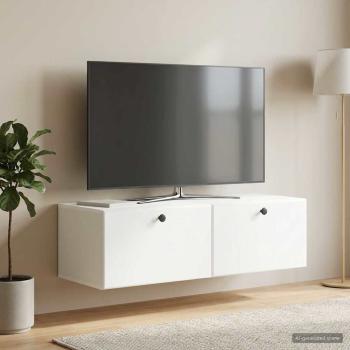 ARDEBO.de - Wandmontierter TV-Schrank 98 x 41 x 30 cm Weiß Holzwerkstoff