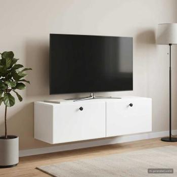 ARDEBO.de - Wandmontierter TV-Schrank 98 x 31 x 30 cm Weiß Holzwerkstoff