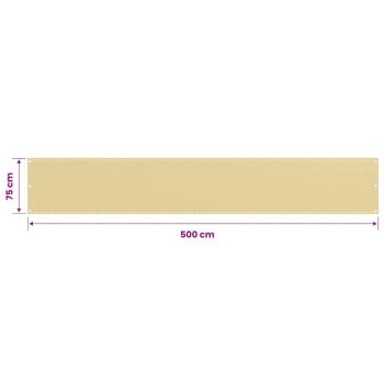 Balkon-Sichtschutz Beige 75x500 cm HDPE