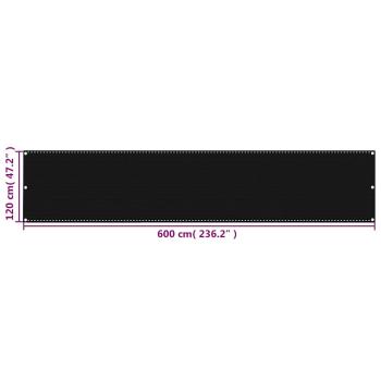 Balkon-Sichtschutz Schwarz 120x600 cm HDPE