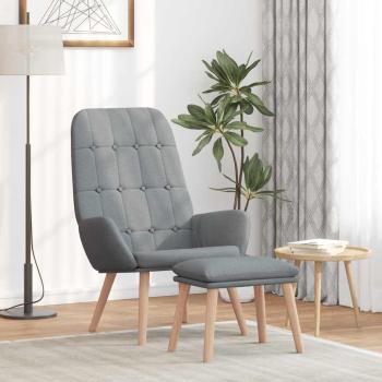 ARDEBO.de - Relaxsessel mit Hocker Hellgrau Stoff