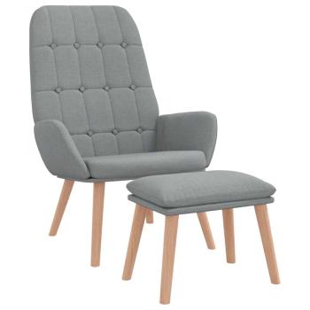 Relaxsessel mit Hocker Hellgrau Stoff