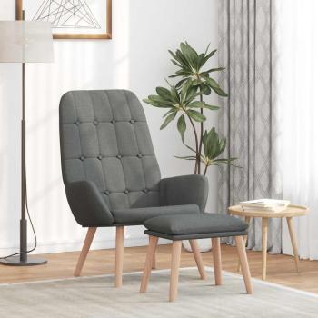 ARDEBO.de - Relaxsessel mit Hocker Dunkelgrau Stoff