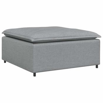 Modulares Sofa mit Fußhocker Kissen Stoff Hellgrau