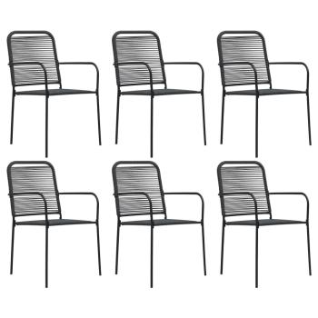 7-tlg. Garten-Essgruppe Schwarz Glas und Stahl
