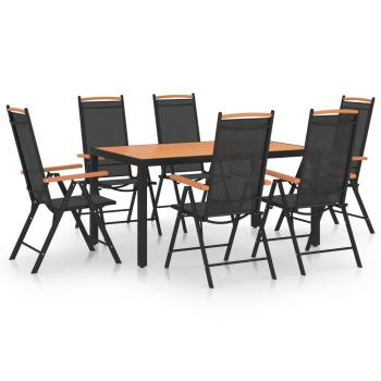ARDEBO.de - 7-tlg. Garten-Essgruppe Aluminium Schwarz