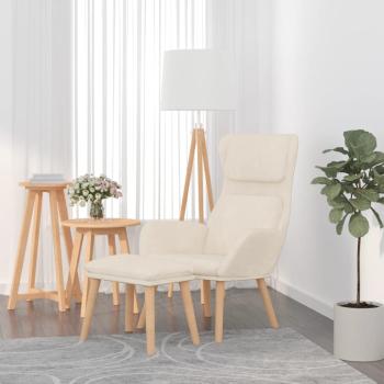 ARDEBO.de - Relaxsessel mit Hocker Cremeweiß Samt