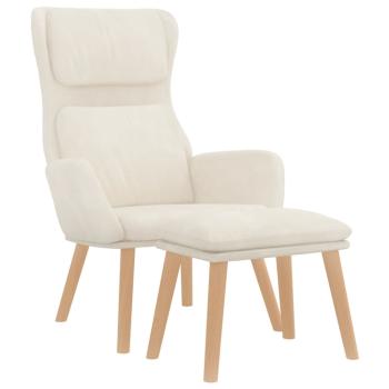Relaxsessel mit Hocker Cremeweiß Samt