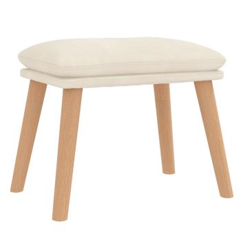 Relaxsessel mit Hocker Cremeweiß Samt