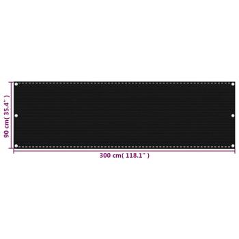 Balkon-Sichtschutz Schwarz 90x300 cm HDPE
