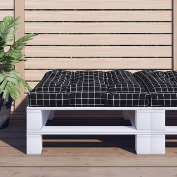 ARDEBO.de - Palettenkissen Schwarz Karomuster 70x70x12 cm Stoff