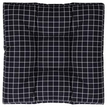Palettenkissen Schwarz Karomuster 70x70x12 cm Stoff