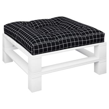 Palettenkissen Schwarz Karomuster 70x70x12 cm Stoff