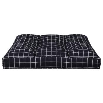 Palettenkissen Schwarz Karomuster 70x70x12 cm Stoff