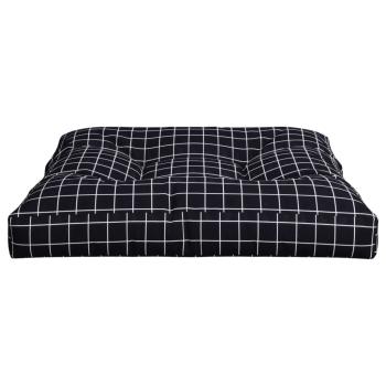 Palettenkissen Schwarz Karomuster 70x70x12 cm Stoff